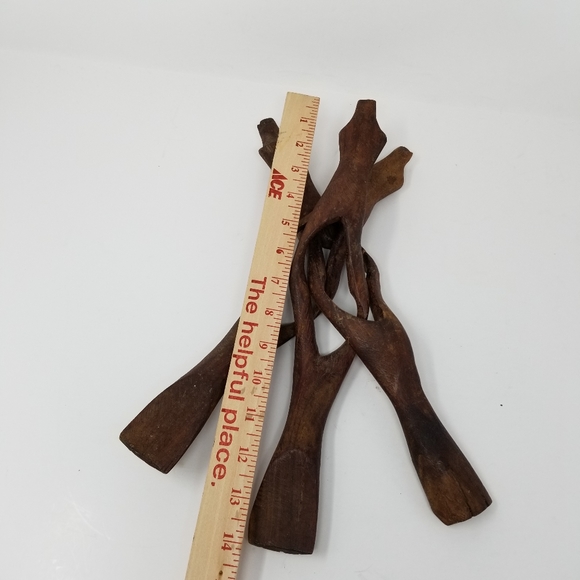 Wood Carved Folk Art Sculpture Creature Face Snake Stand Primitive Interlocking - Picture 15 of 15